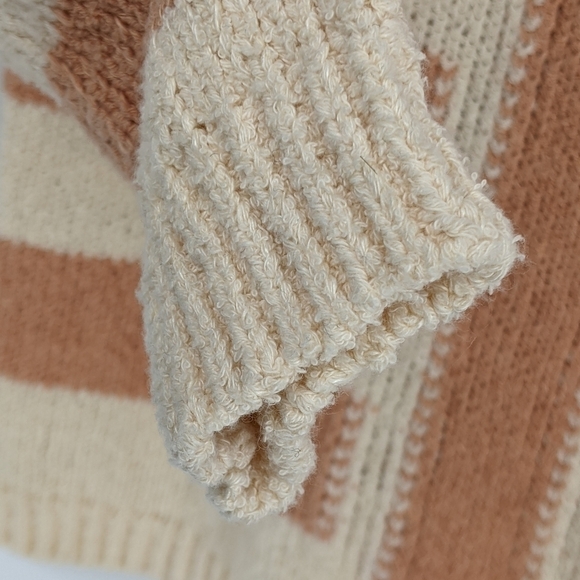 J Crew Mixed Stripe Pullover Knit Sweater Cotton Linen Nylon Blend Peach/Ivory S - Picture 6 of 11